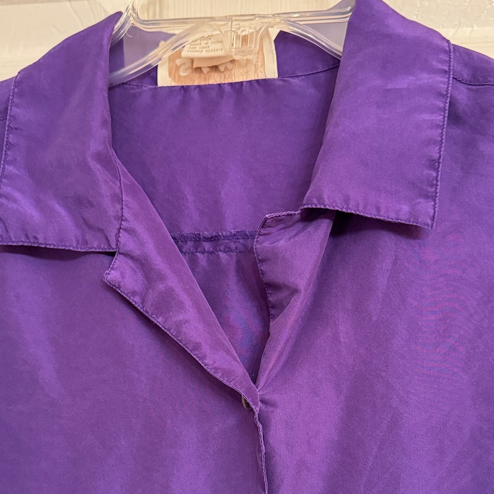 Silk Long Sleeve Women’s Purple Button-Up Blouse by S.I.N.Y. Size Medium - Picture 5 of 7